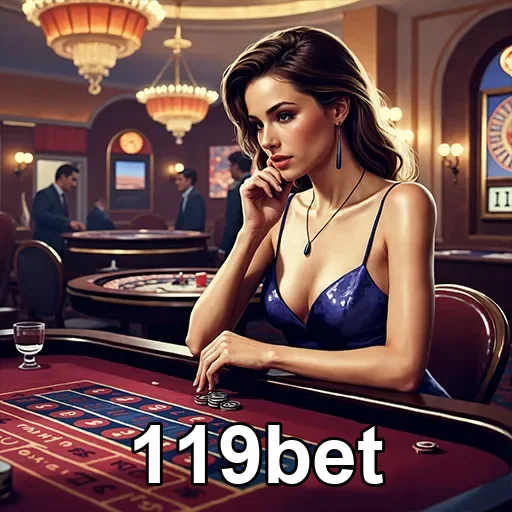 Imagem promocional do 119bet com tema de cassino, destacando o site 119bet para apostas e jogos de azar